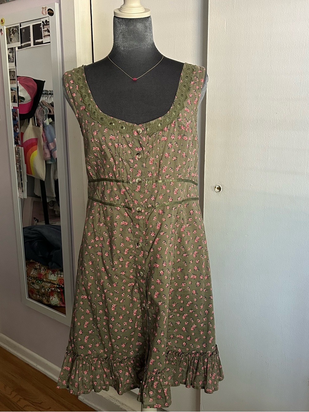 June studios Olive Green Floral dress